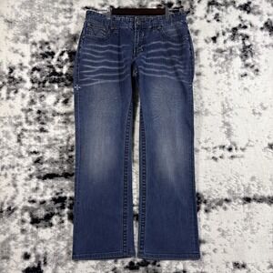 Affliction Blake Relaxed Straight Jeans Mens 34 Dark Wash‎ Rockabilly Y2K Skater